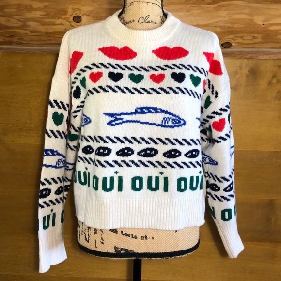 Clare V BNWT Sardine Icon intarsia sweater in size L - Picture 4 of 11
